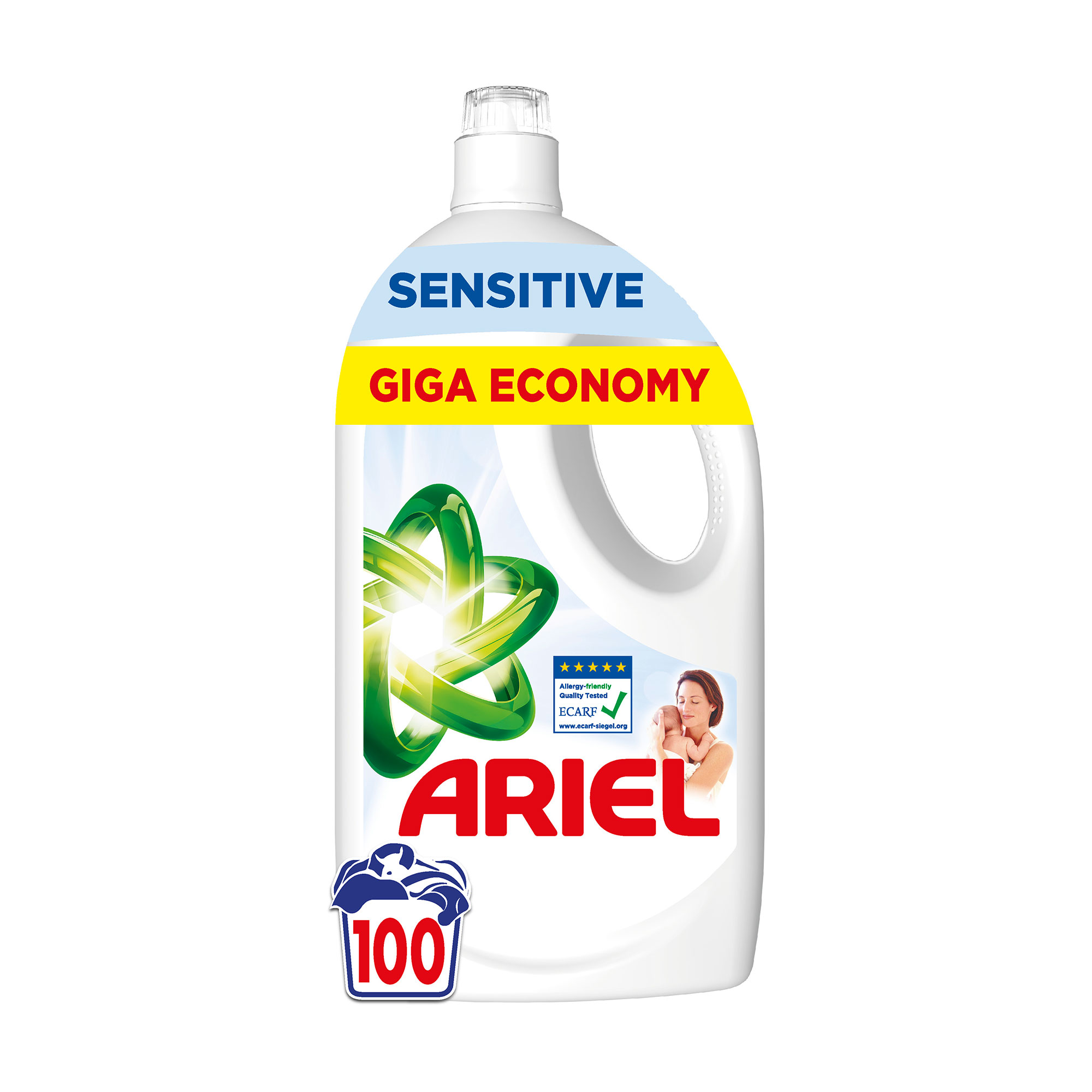 Гель для прання ARIEL Sensitive для чутливої шкіри, 100 циклів прання, 4.5 л